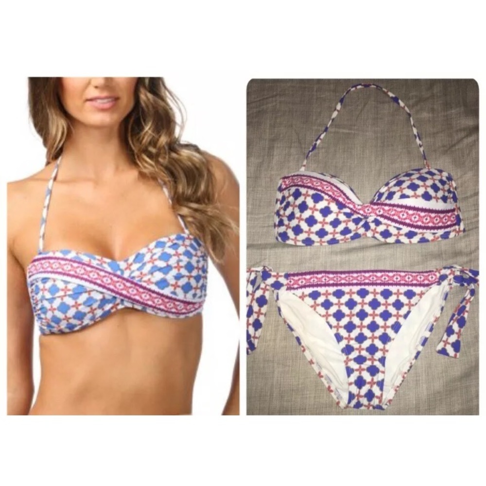 LA BLANCA 2-PC BOHEMIAN BORDER Bikini & Bottom 8/6